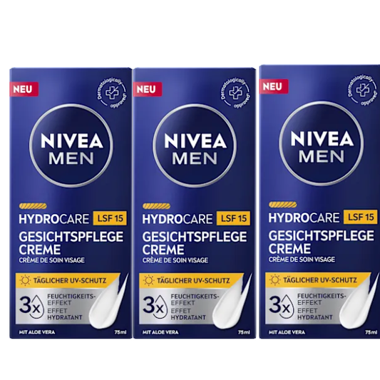 Nivea Men Gezicht crème  HydroCare LSF 15 - 3x 75 ml