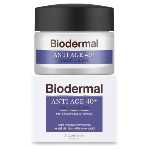 Biodermal Anti Age nachtcrème 40+ - Nachtcrème met niacinamide & peptide - Herstelt de huidconditie en verstevigt - 50ml