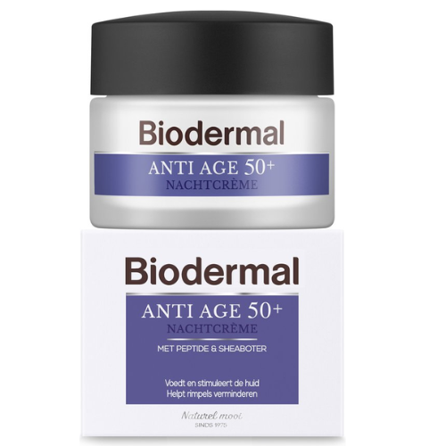 Biodermal Anti Age nachtcrème 50+ - Nachtcrème met niacinamide & sheaboter - Helpt rimpels verminderen - 50ml