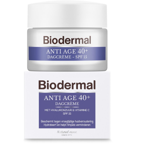 Biodermal Anti Age dagcrème 40+ - Dagcrème met hyaluronzuur en vitamine C - met SPF15 - anti rimpel creme vrouwen - 50ml