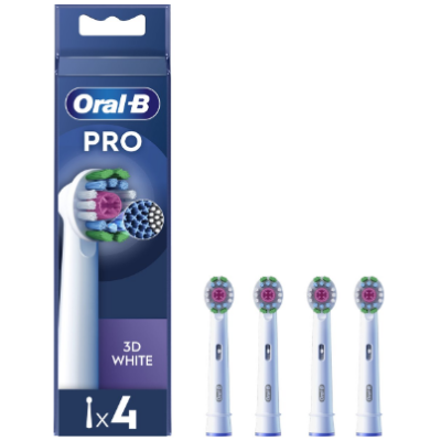 Oral-B 3D White Pro - Opzetborstels met CleanMaximiser Technologie - 4 Stuks