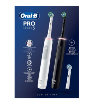 Oral-B PRO 3 3900 White + Extra Body Black + 1 extra opzetborstel