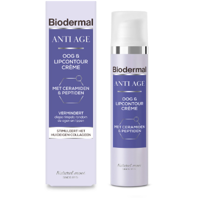 Biodermal Anti Age Oog- en Lipcontourcrème'- oogcreme - verminderd diepe rimpels, wallen en donkere kringen rondom de ogen en lippen - 15ml